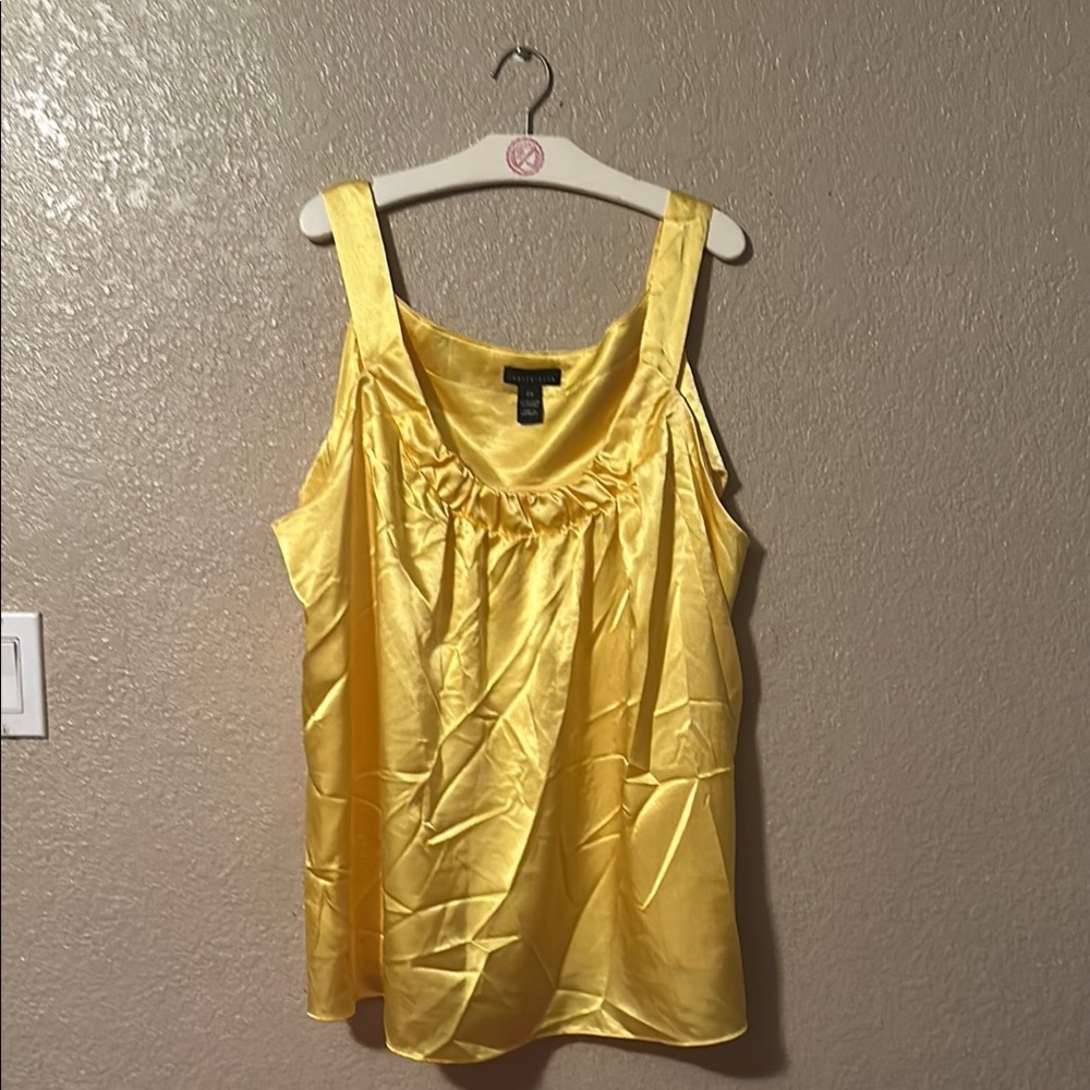 Satin ingredients 2X Yellow Sleeveless Top